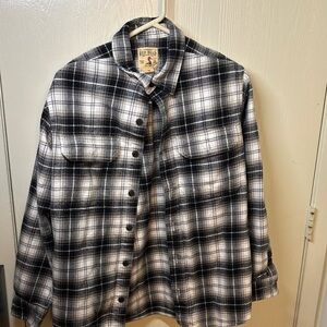 RedHead Men's Black and White Plaid Casual Shirt Thick Flannel Dual Chest pocket